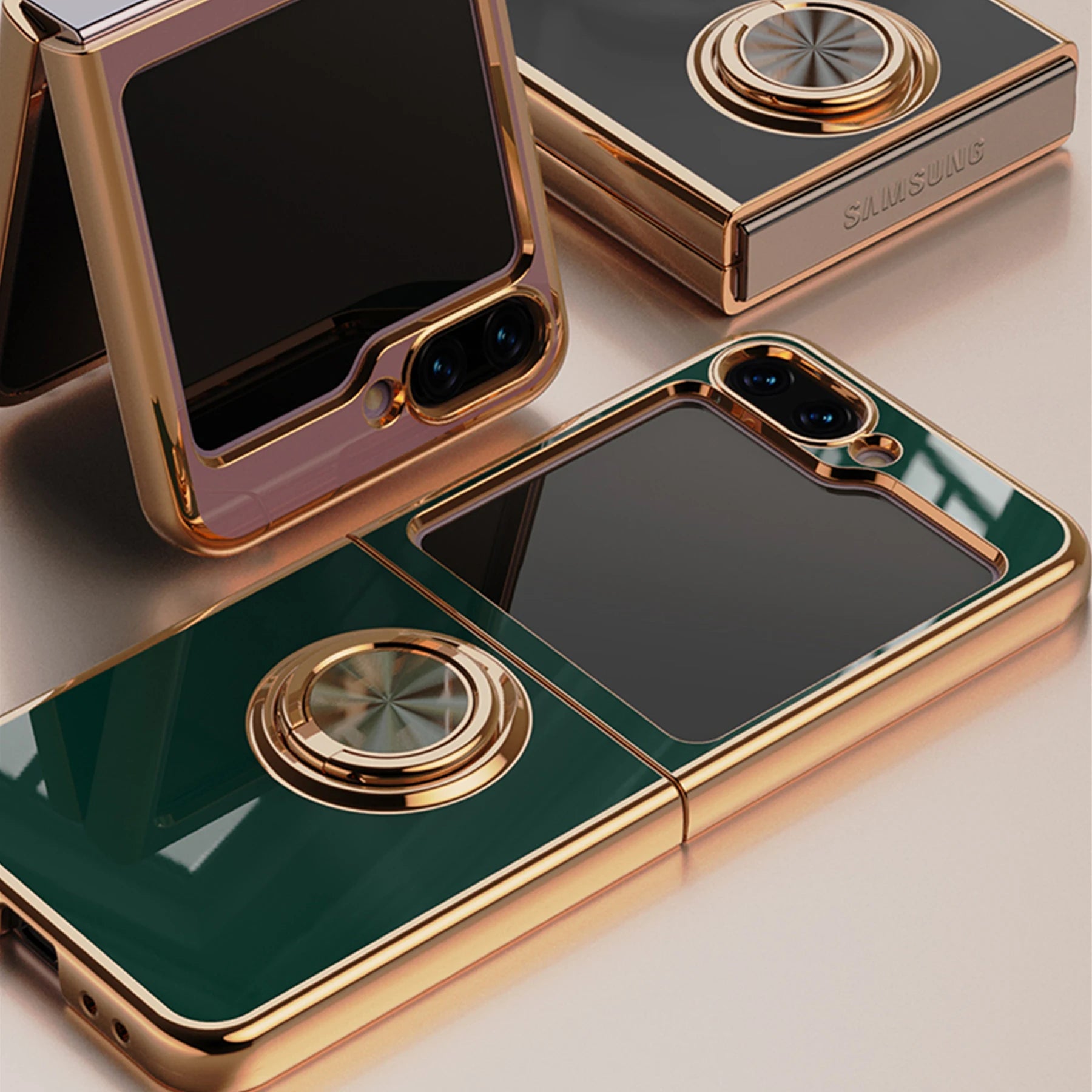 Shockproof Magnetic Case with Ring Kickstand for Galaxy Z Flip 5