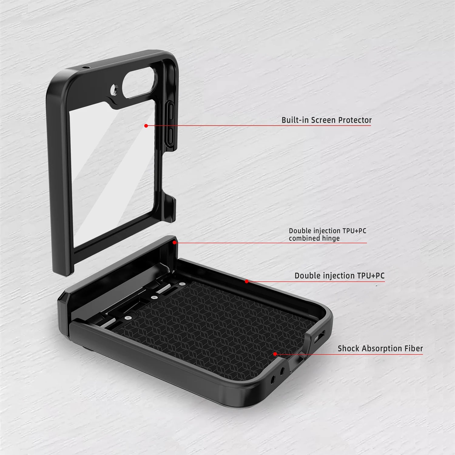 Shockproof Case with Screen Protection & Kickstand For Galaxy Z Flip 5