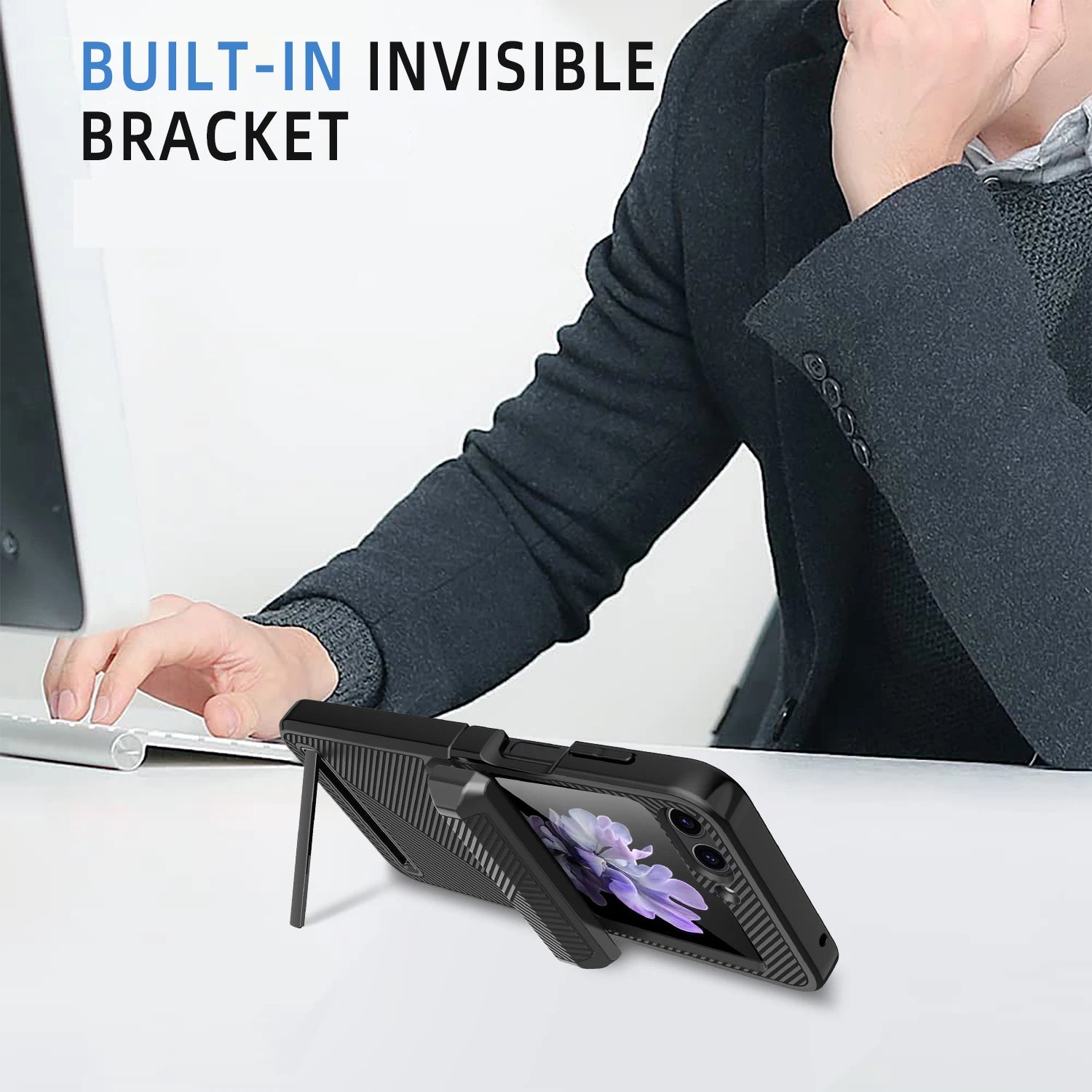 Shockproof Case with Screen Protection & Kickstand For Galaxy Z Flip 5