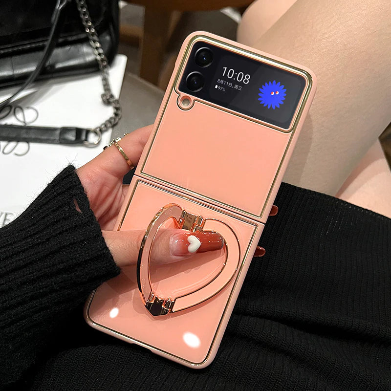 Luxury Heart Bracket Case For Samsung Galaxy Z Flip 4 5G - Galaxy Z Flip 4 Case