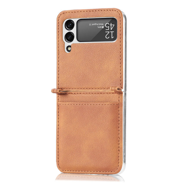 Leather Case With Card Holder For Z Flip 4 - Galaxy Z Flip 4 Case