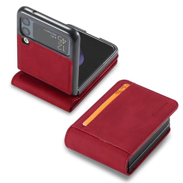 Luxury Leather Wallet Case For Z Flip 4 - Galaxy Z Flip 4 Case