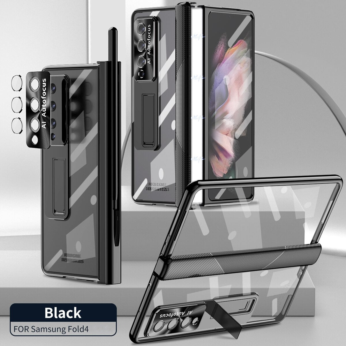 2 PCS Magnetic Transparent Pen Slot Front Screen Glass Case (FREE S-PEN Gift) - Galaxy Z Fold 4