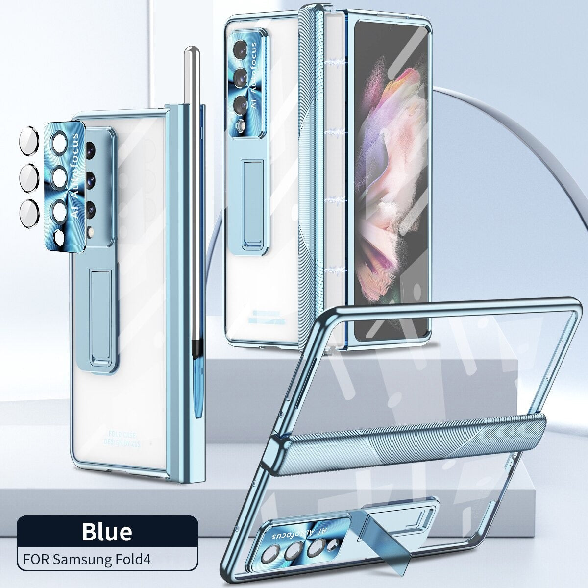 2 PCS Magnetic Transparent Pen Slot Front Screen Glass Case (FREE S-PEN Gift) - Galaxy Z Fold 4