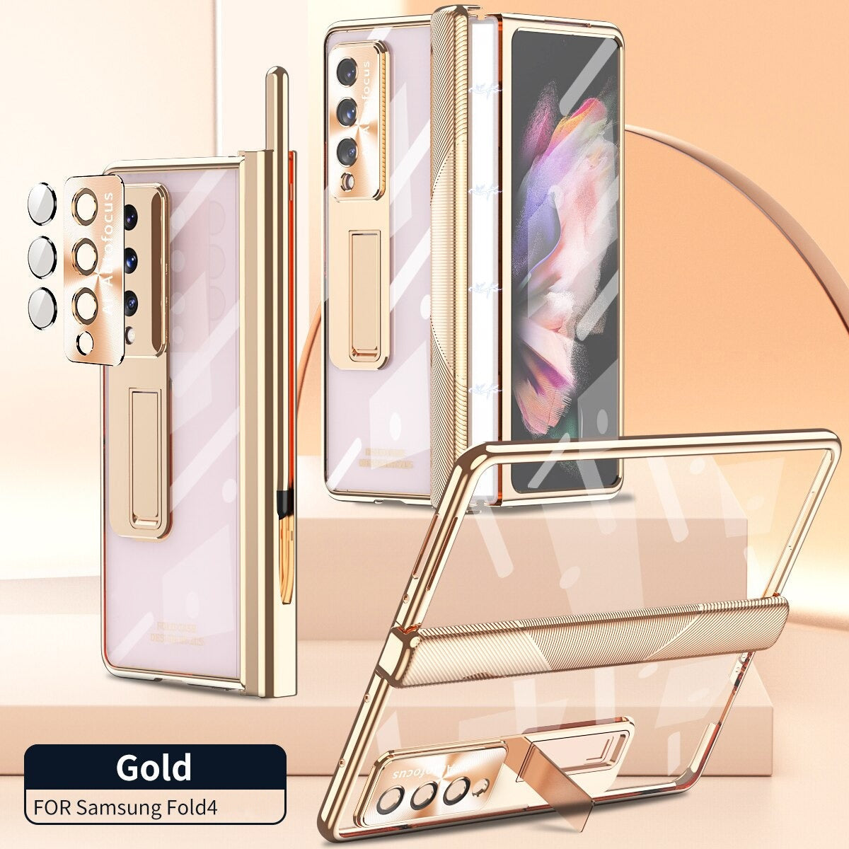 2 PCS Magnetic Transparent Pen Slot Front Screen Glass Case (FREE S-PEN Gift) - Galaxy Z Fold 4