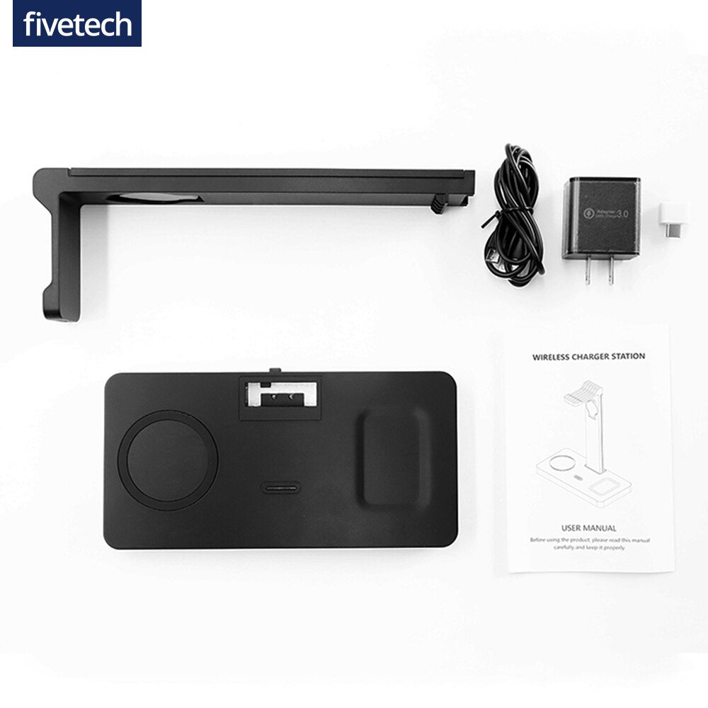 4 in 1 Wireless Charger Station, Stand For AirPods Max iPhone & Apple Watch - iHive