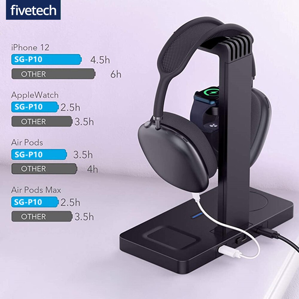 4 in 1 Wireless Charger Station, Stand For AirPods Max iPhone & Apple Watch - iHive