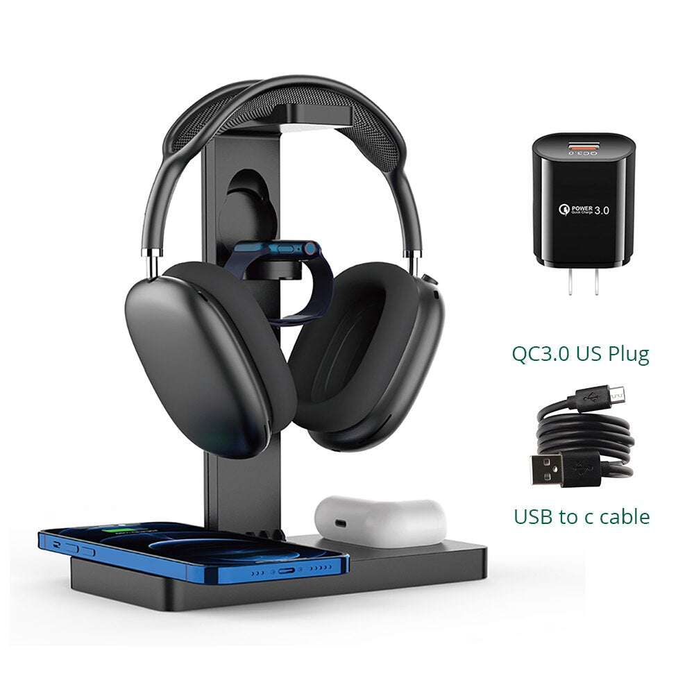4 in 1 Wireless Charger Station, Stand For AirPods Max iPhone & Apple Watch - iHive