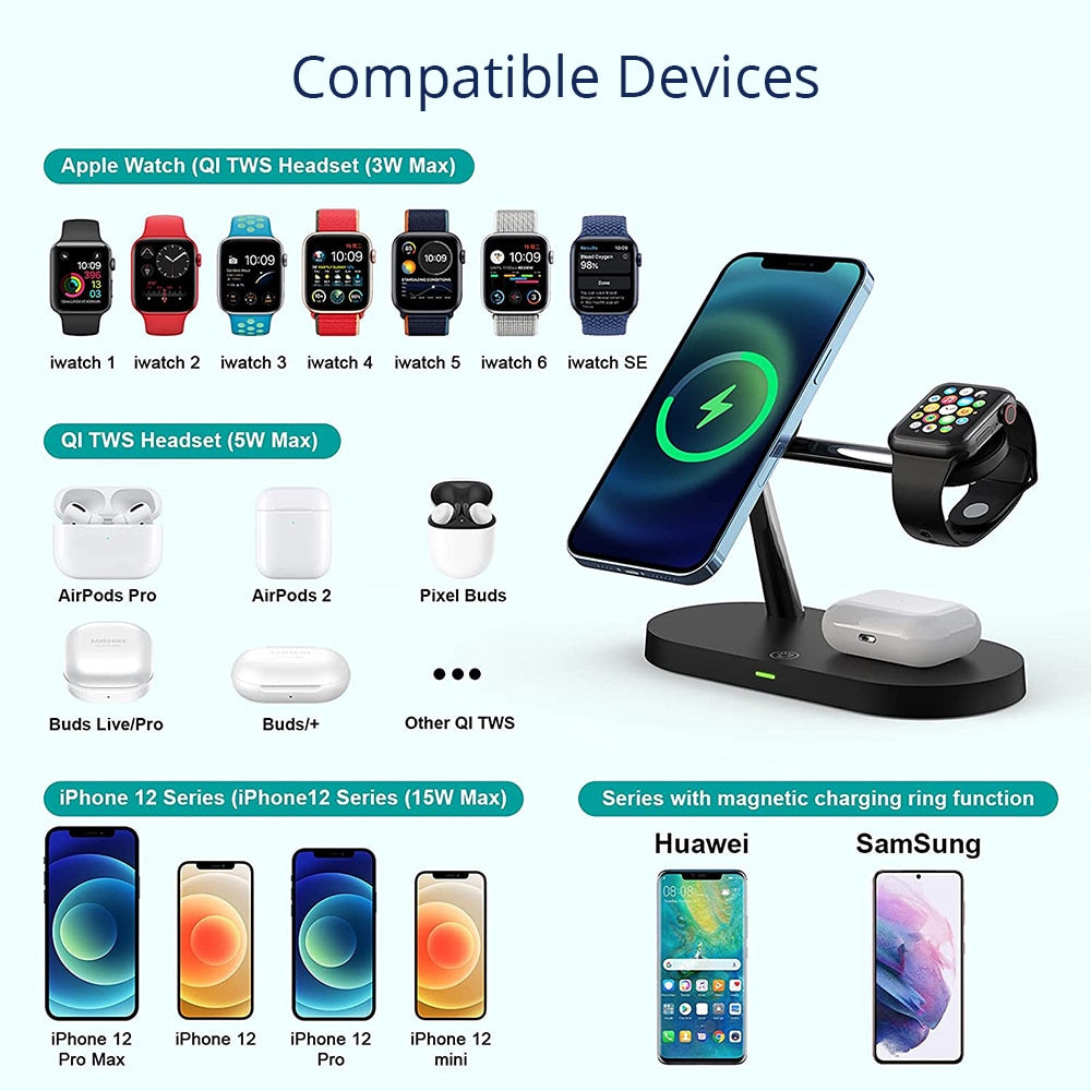 3 in 1 Magnetic Wireless Charging Station For iPhone,Apple Watch & AirPods - iHive