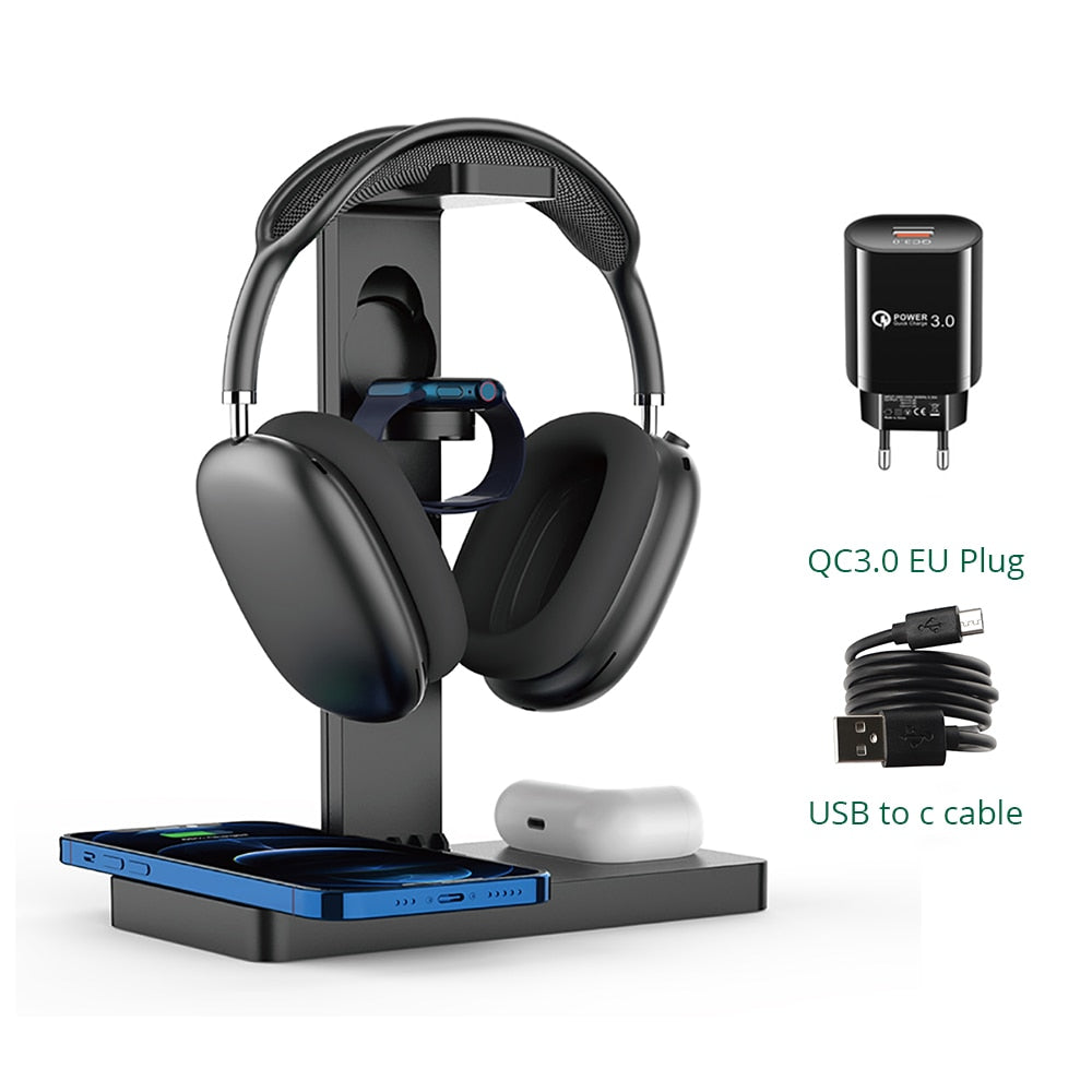 4 in 1 Wireless Charger Station, Stand For AirPods Max iPhone & Apple Watch - iHive