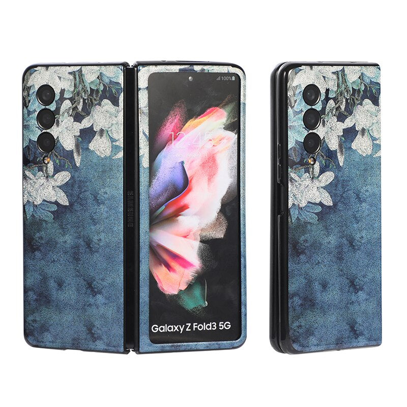 Glitter Powders Retro Flowers Phone Case For Samsung Galaxy Z Fold 4
