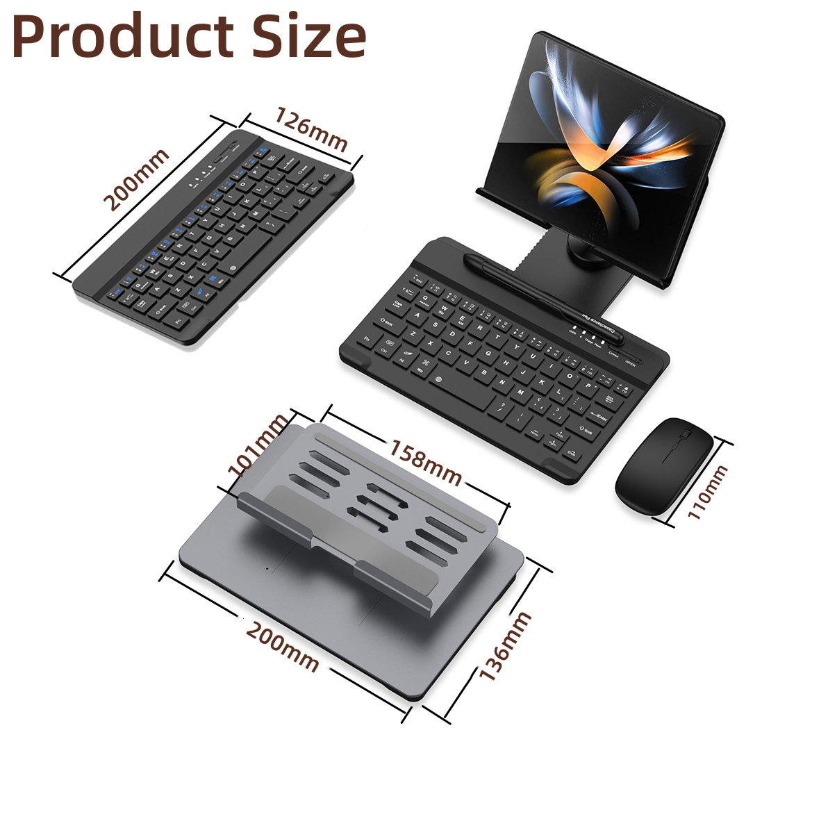 Desk Stand and Bluetooth Keyboard for Samsung Galaxy Z Fold Series