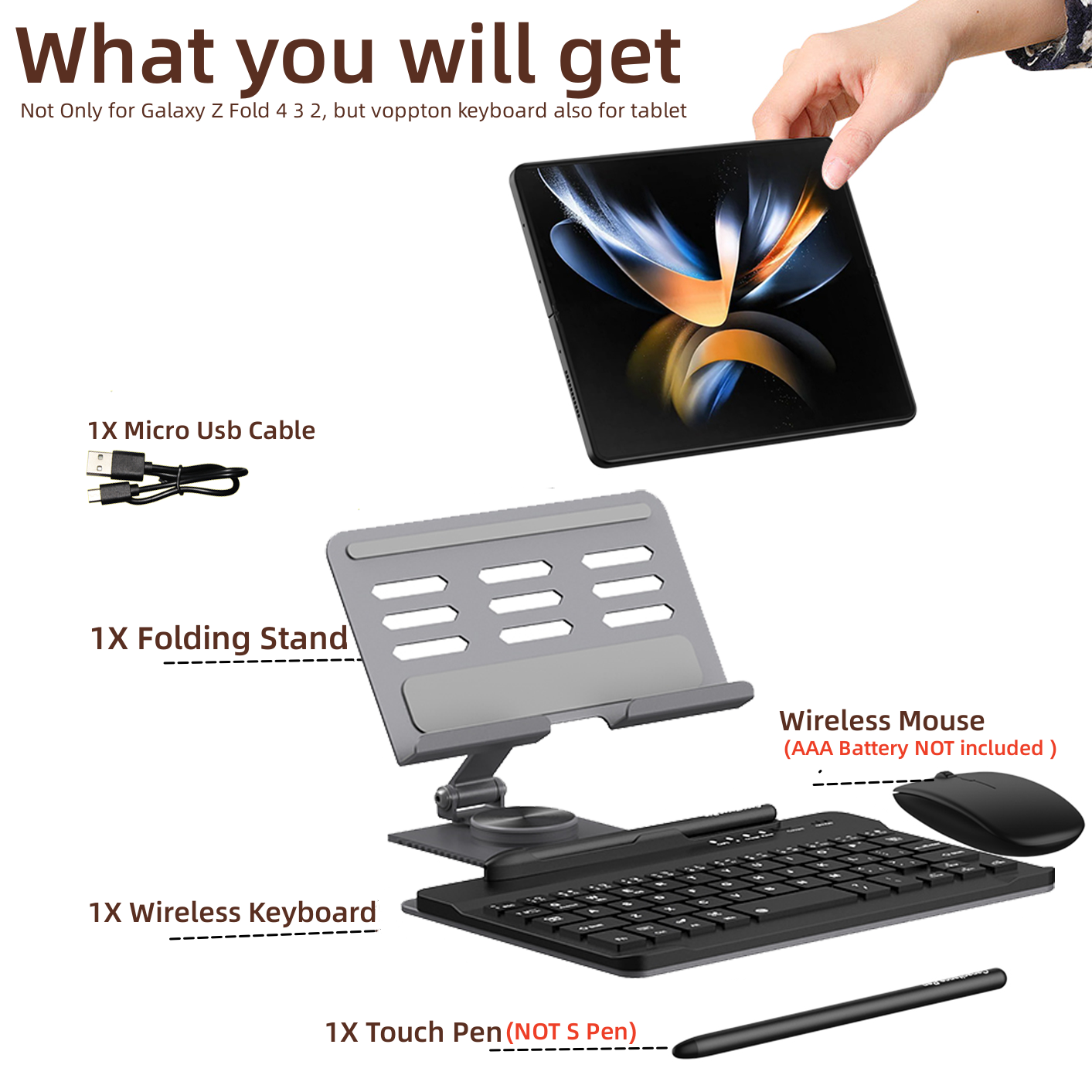 Desk Stand and Bluetooth Keyboard for Samsung Galaxy Z Fold Series