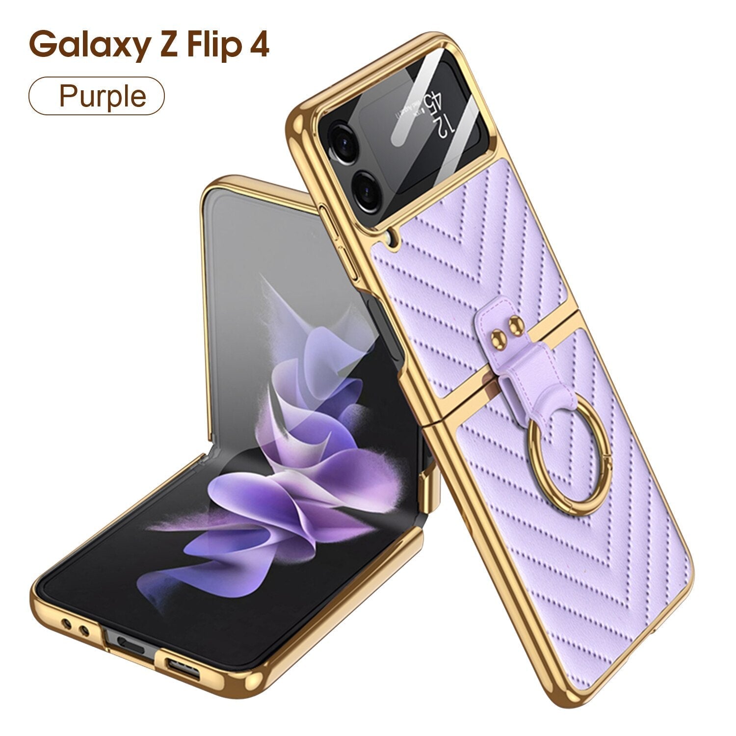 Luxury Electroplated Ring Holder Case For Samsung Galaxy Z Flip 4 - Galaxy Z Flip 4 Case