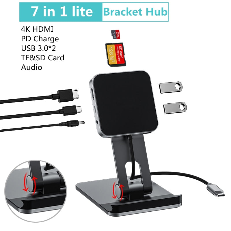 Stand & Dock Station 7-in-1 USB for Tablet Laptop iPad Pro and MacBook Pro - iHive