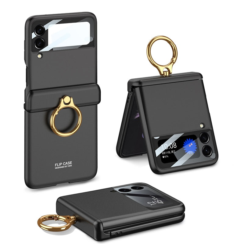 Armor Case with Ring Bracket Stand for Samsung Galaxy Z Flip 4 (Magnetic Hinge Cover) - Galaxy Z Flip 4 Case