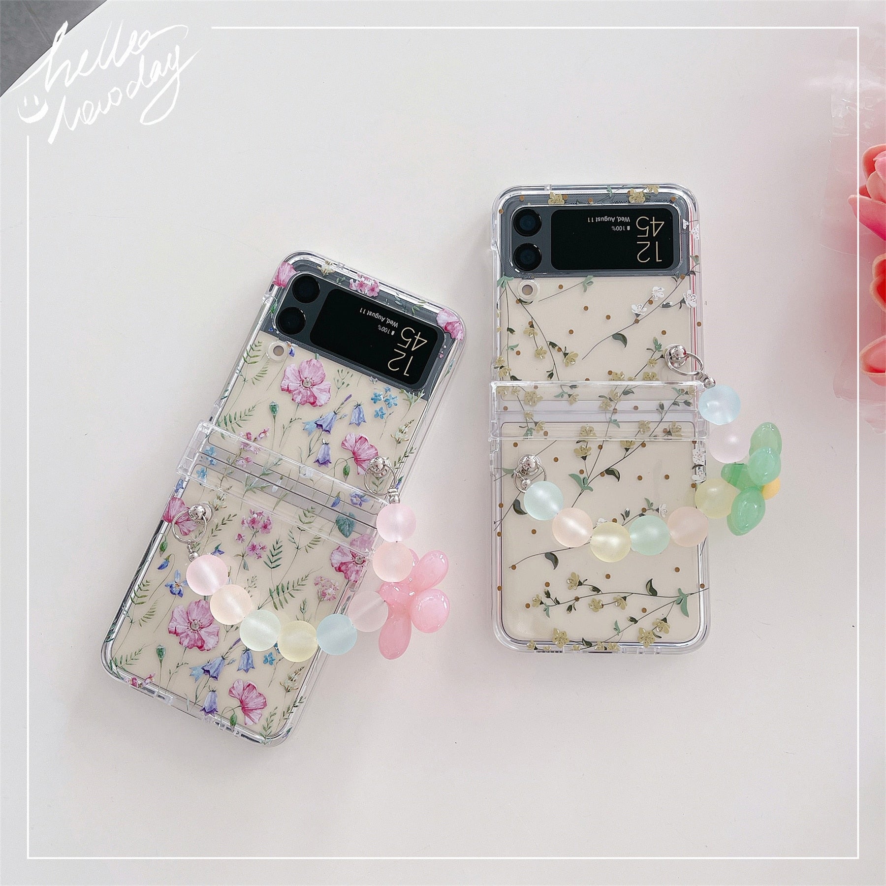Case with Flowers Bracelet for Samsung Galaxy Z Flip 4 - Galaxy Z Flip 4 Case