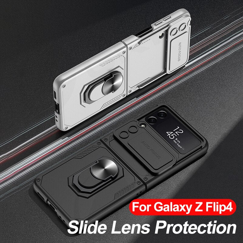 Armor Case with Camera Protection & Ring Stand For Samsung Galaxy Z Flip 4 - Galaxy Z Flip 4 Case