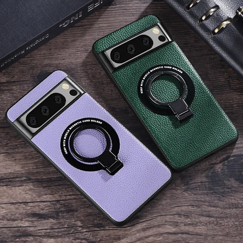Magnetic Leather Case with Bracket for Google Pixel 8 Series