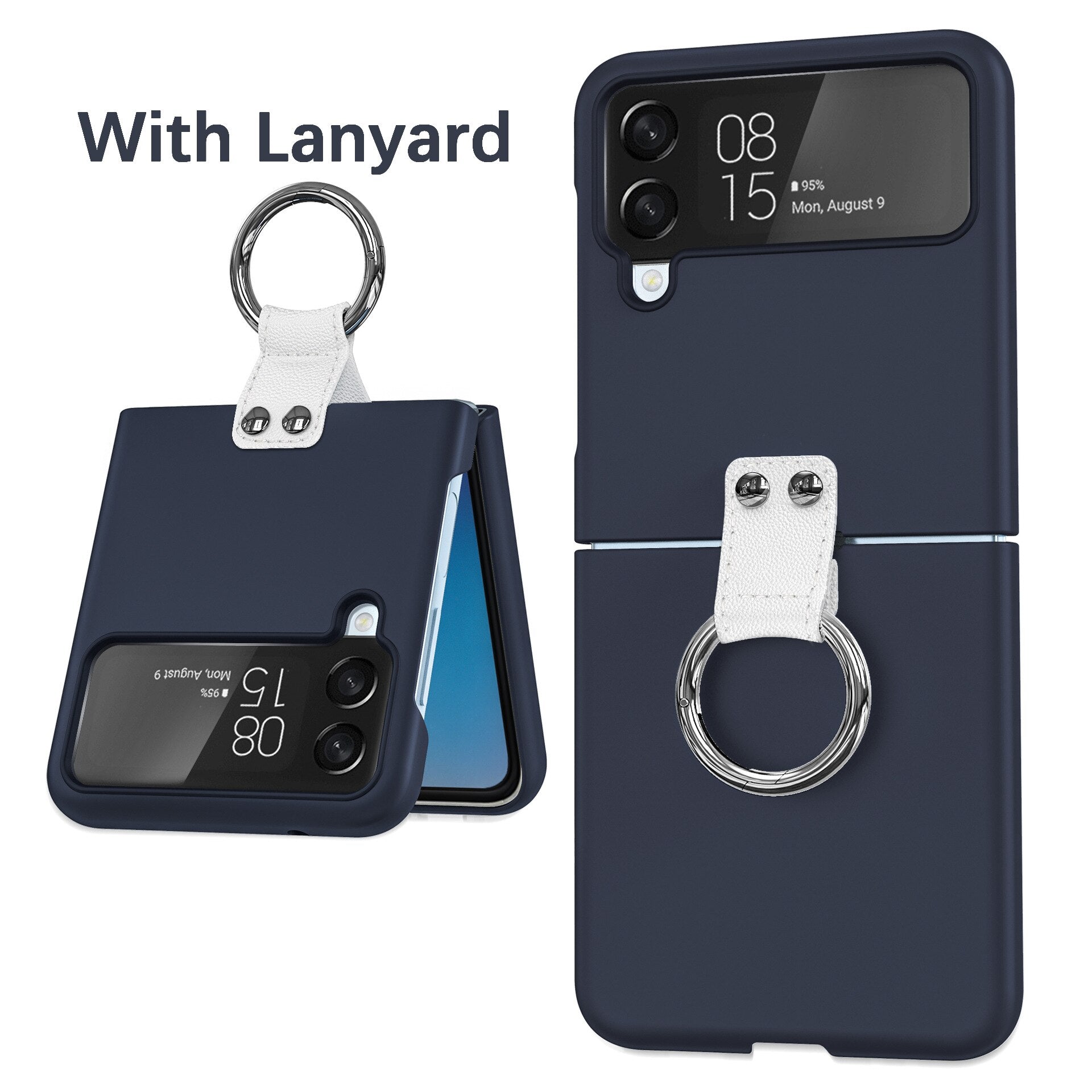Luxury Ring Holder Case With Lanyard For Samsung Galaxy Z Flip 4 - Galaxy Z Flip 4 Case