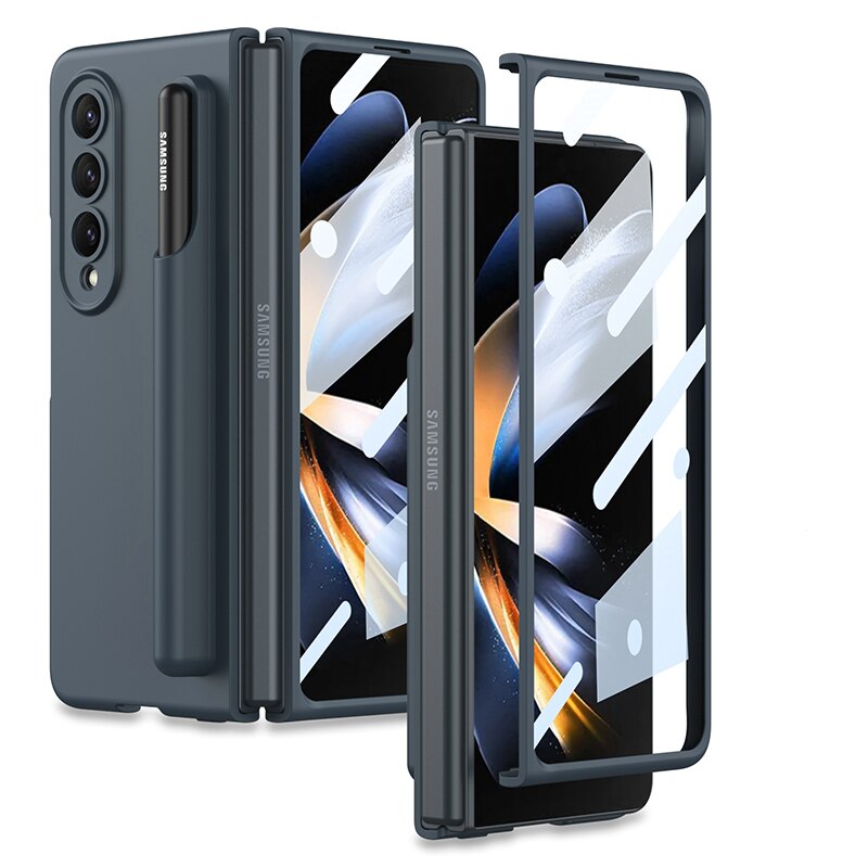 Soft Liquid Silicone Case With Pen Holder for Samsung Galaxy Z Fold 4