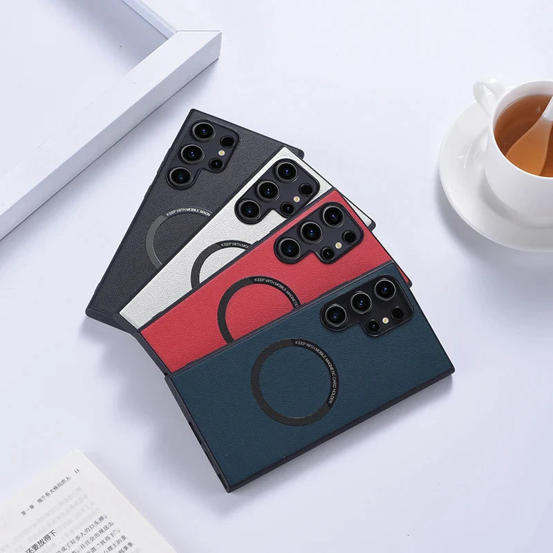Magnetic Leather Case for Samsung Galaxy S24 Series