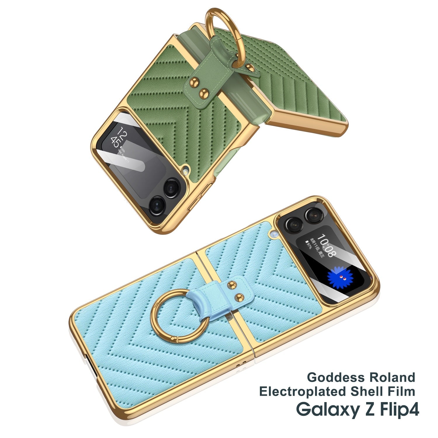 Luxury Electroplated Ring Holder Case For Samsung Galaxy Z Flip 4 - Galaxy Z Flip 4 Case