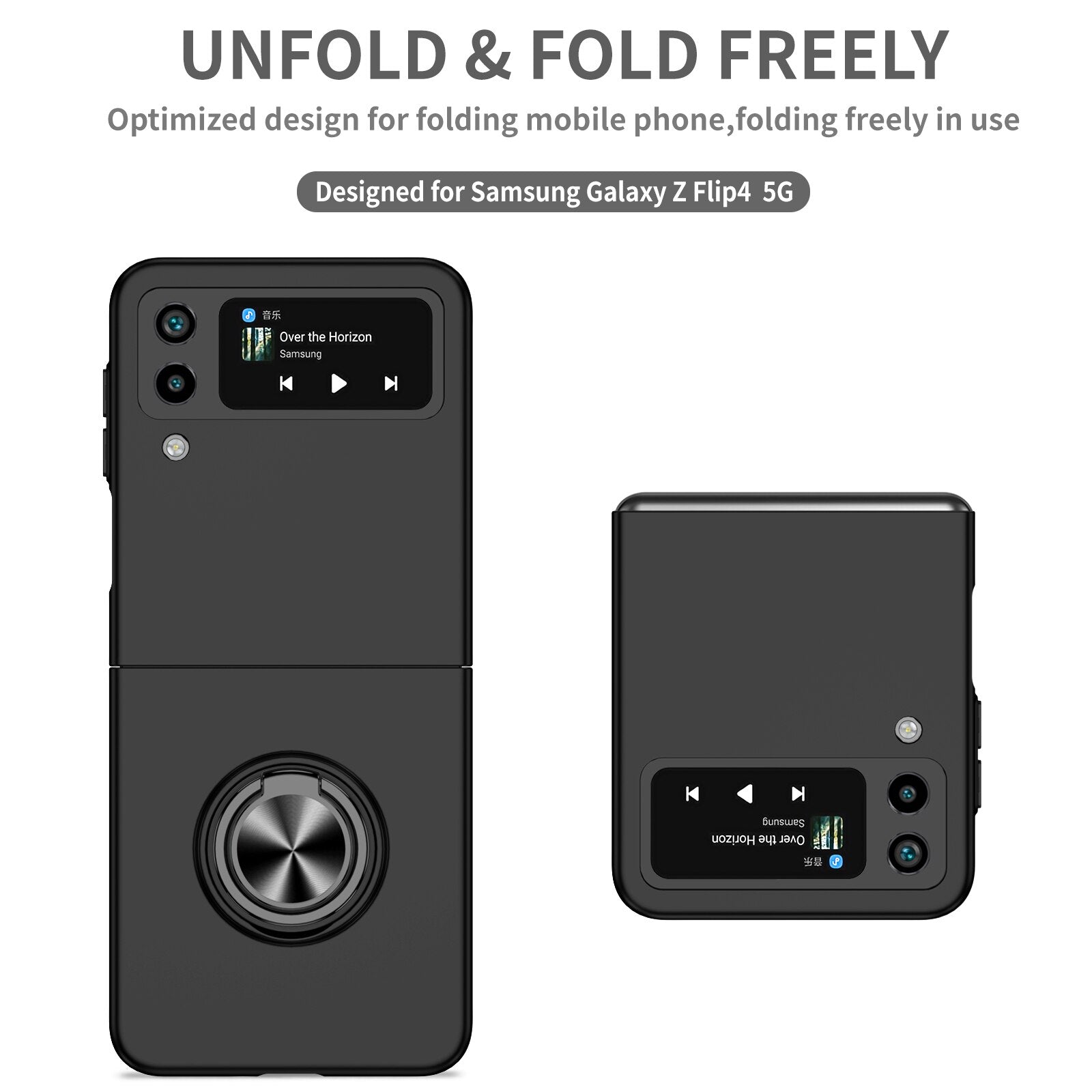 Ultra Thin Case with Magnetic Ring Bracket for Samsung Galaxy Z Flip 4 - Galaxy Z Flip 4 Case