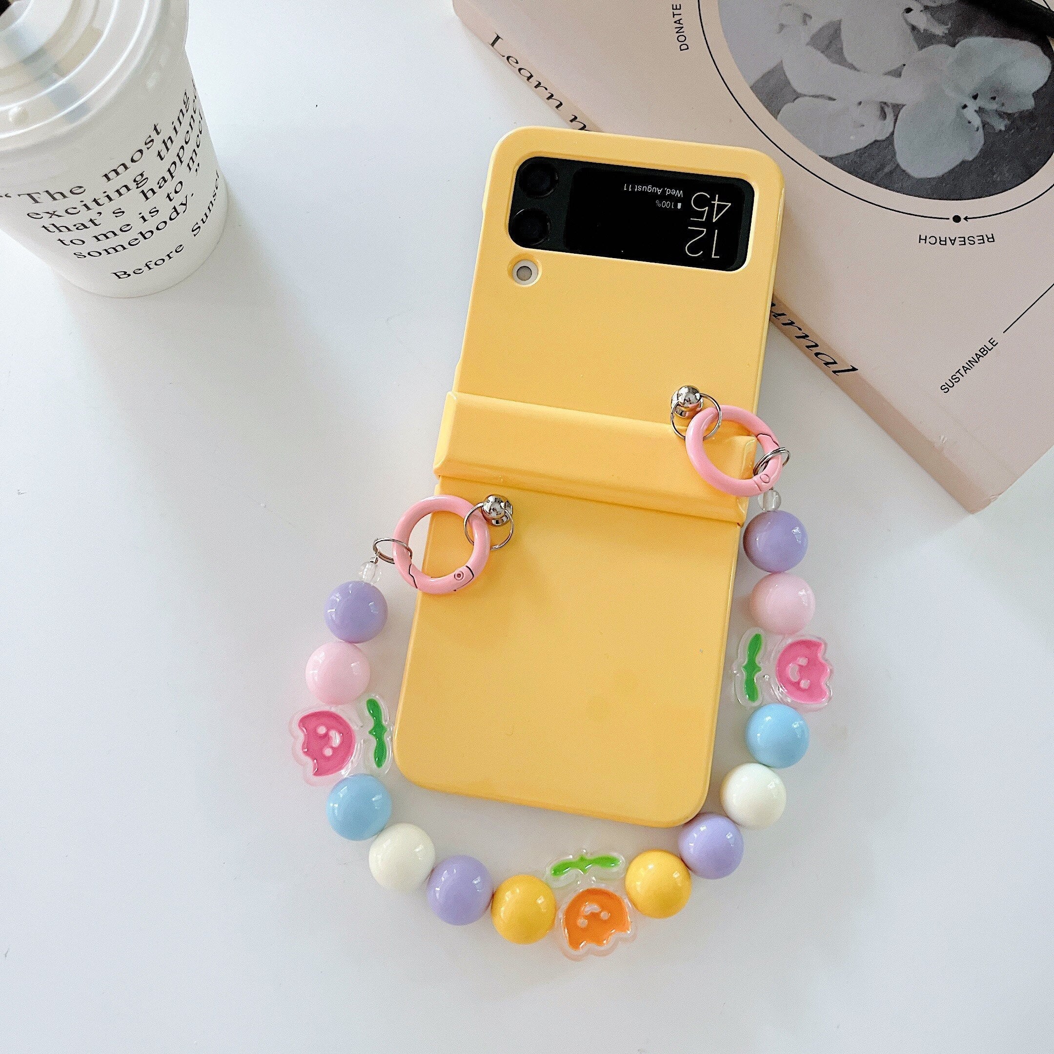 Cute Colorful Flowers Bracelet Phone Case For Samsung Galaxy Z Flip 4 - Galaxy Z Flip 4 Case