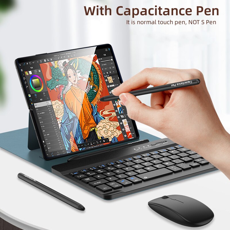 Leather Stand With Wireless Keyboard And Mouse For Samsung Galaxy Z Fold Series