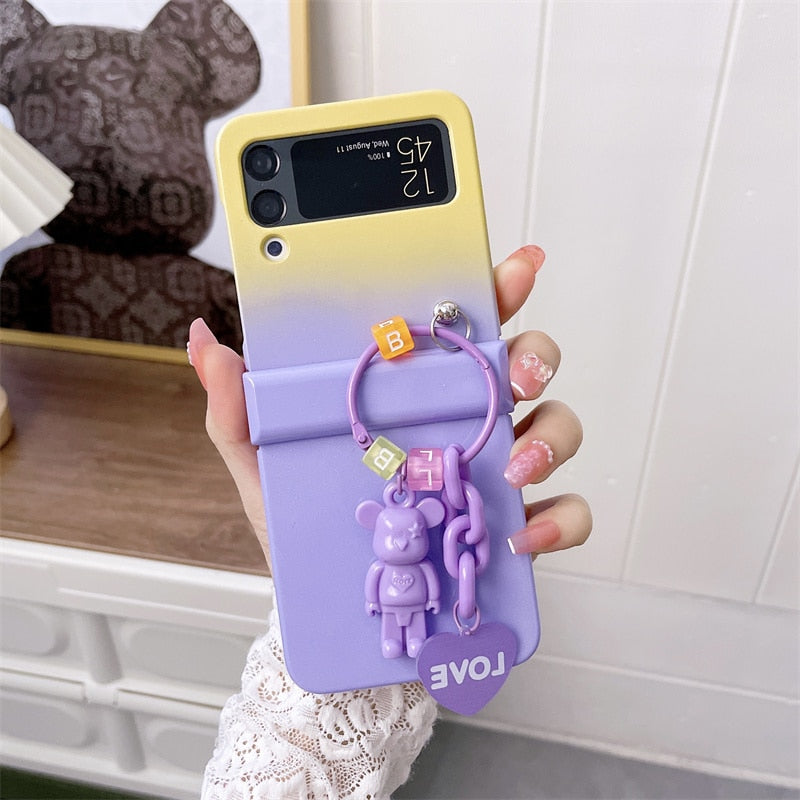 Cute Bear Pendant Case For Samsung Galaxy Z Flip 4