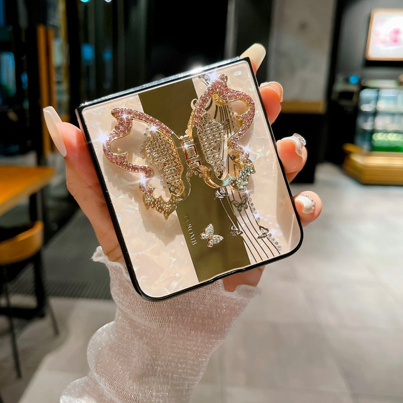 Luxury Glitter Case with Butterfly Stand Holder for Samsung Galaxy Z Flip 5