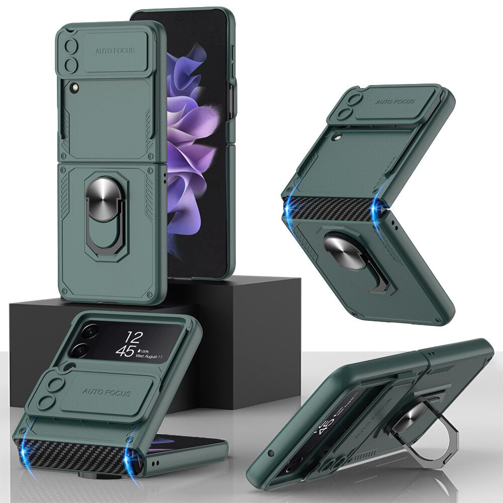 Armor Case with Camera Protection & Ring Stand For Samsung Galaxy Z Flip 4 - Galaxy Z Flip 4 Case