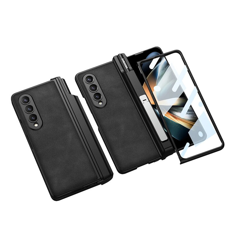 Leather Kickstand Case with Pen Holder For Samsung Galaxy Z Fold 4