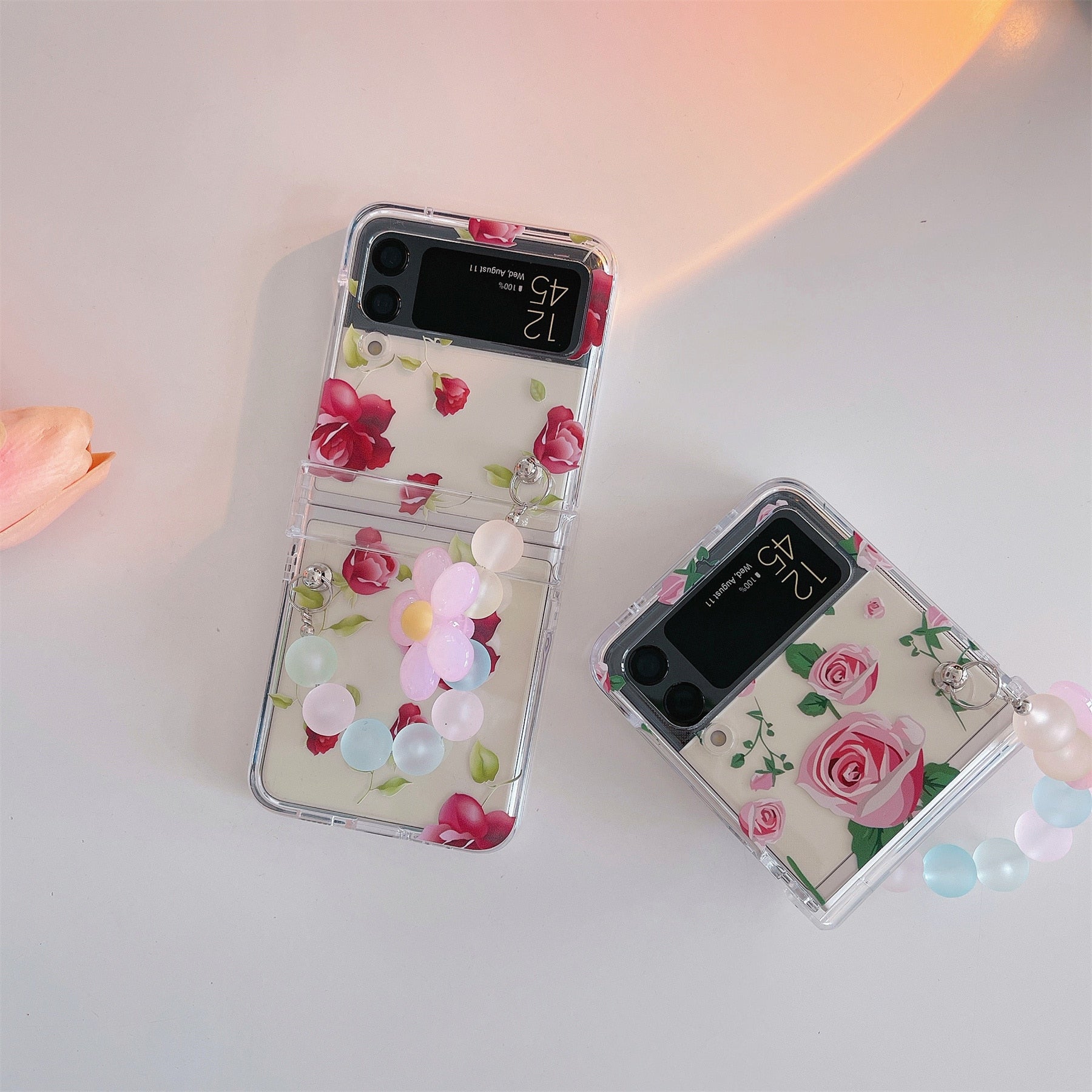 Cute Rose Flower Bracelet Case for Samsung Galaxy Z Flip 4 - Galaxy Z Flip 4 Case