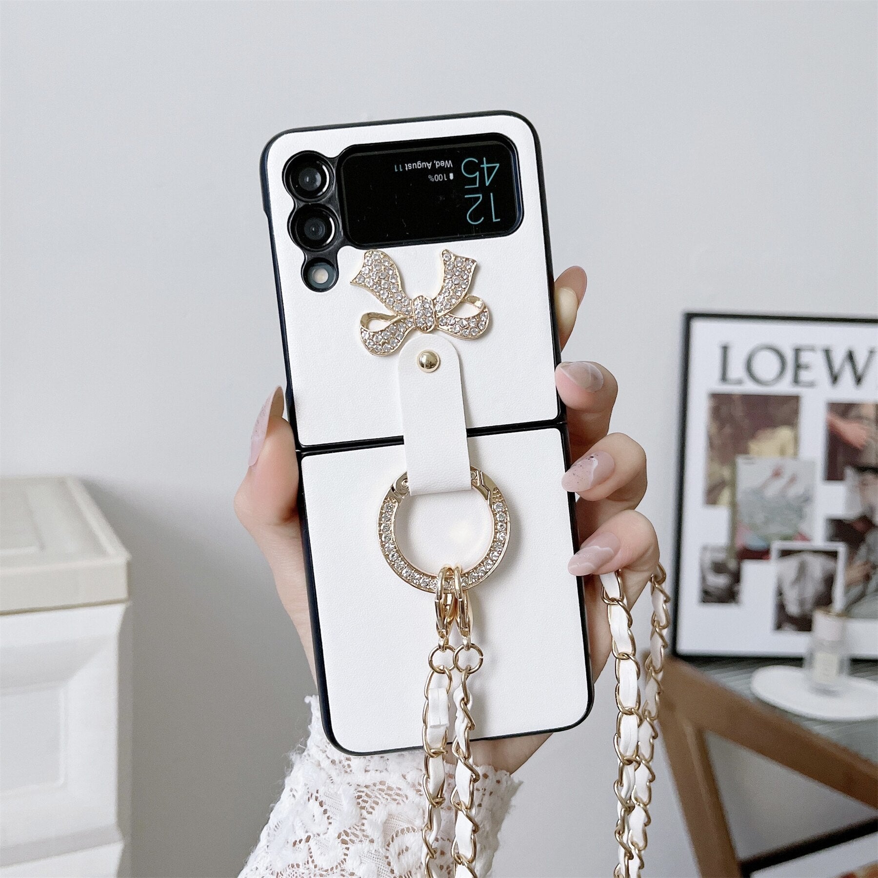 Luxury Crossbody Leather Case for Samsung Galaxy Z Flip 4 - Galaxy Z Flip 4 Case