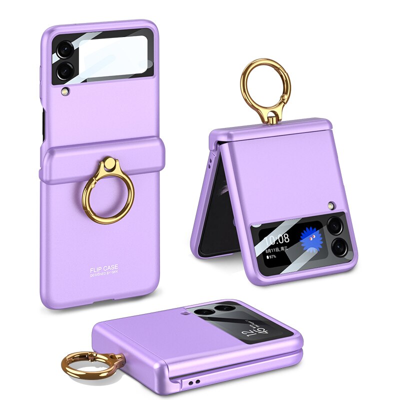 Armor Case with Ring Bracket Stand for Samsung Galaxy Z Flip 4 (Magnetic Hinge Cover) - Galaxy Z Flip 4 Case