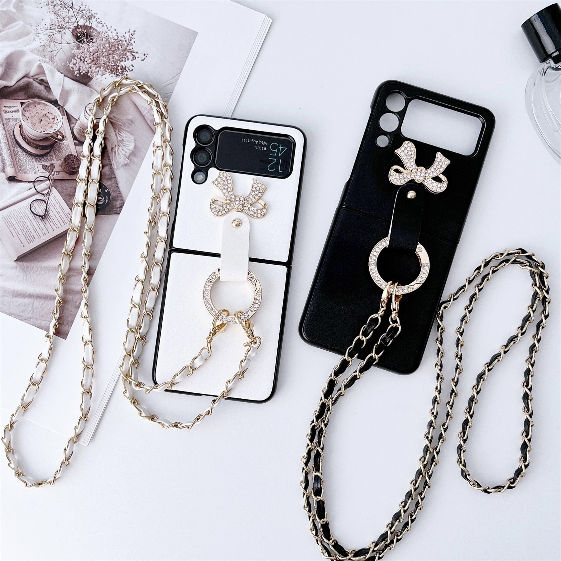 Luxury Crossbody Leather Case for Samsung Galaxy Z Flip 4 - Galaxy Z Flip 4 Case