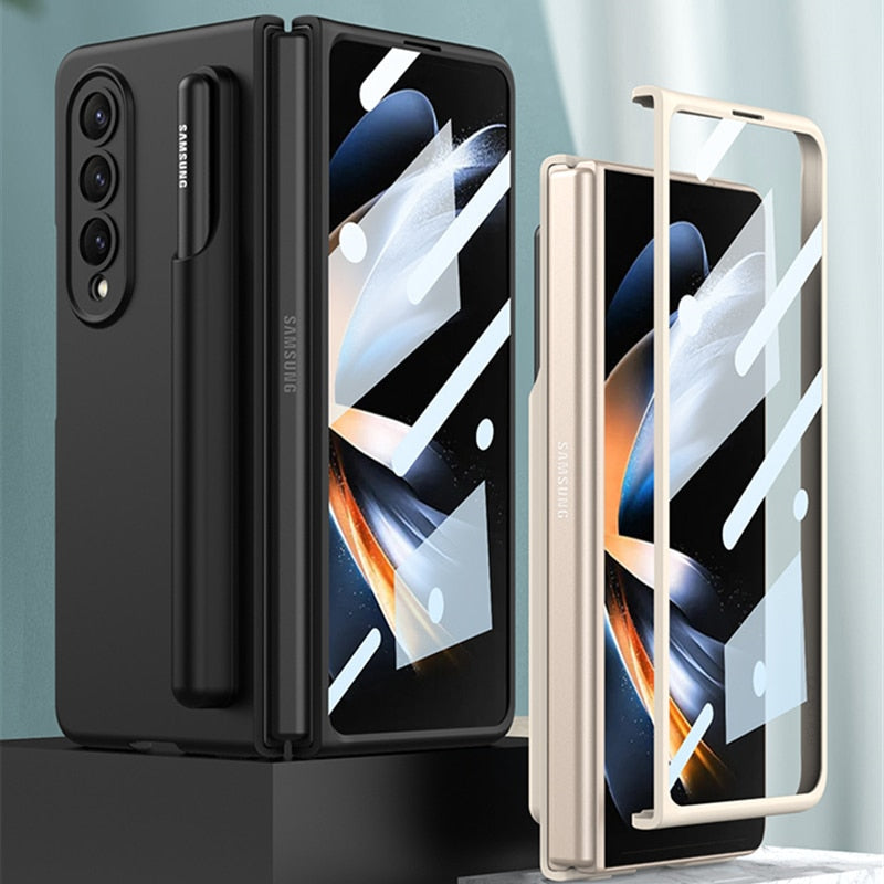 Soft Liquid Silicone Case With Pen Holder for Samsung Galaxy Z Fold 4