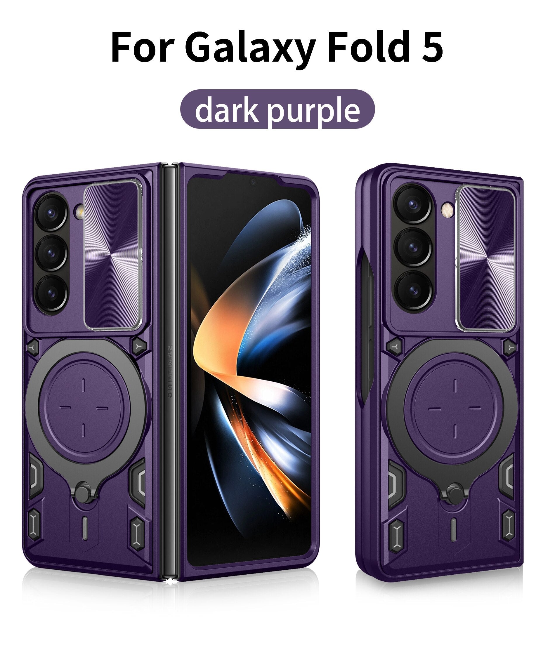 Magnetic Armor Case with Ring & Window Camera Protector For Galaxy Z Fold 5
