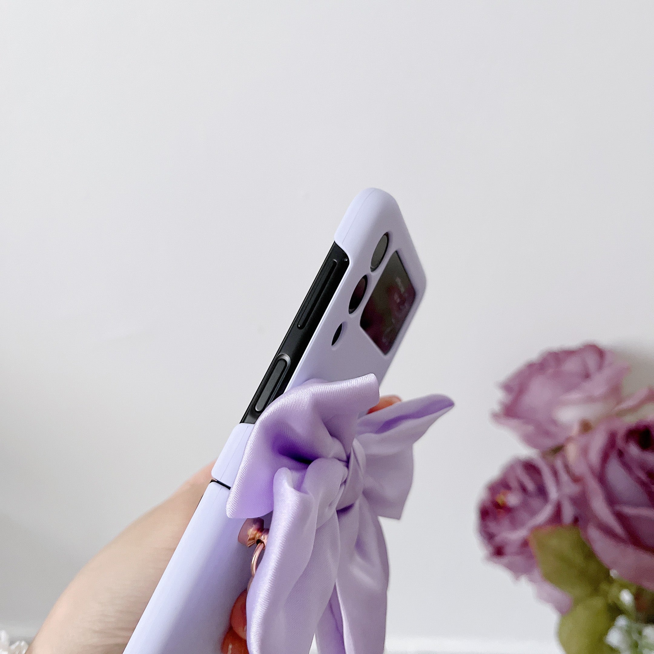 Korean 3D Leather Bow Lanyard Necklace Strap Hard Phone Case For Samsung Galaxy Z Flip 4 - Galaxy Z Flip 4 Case