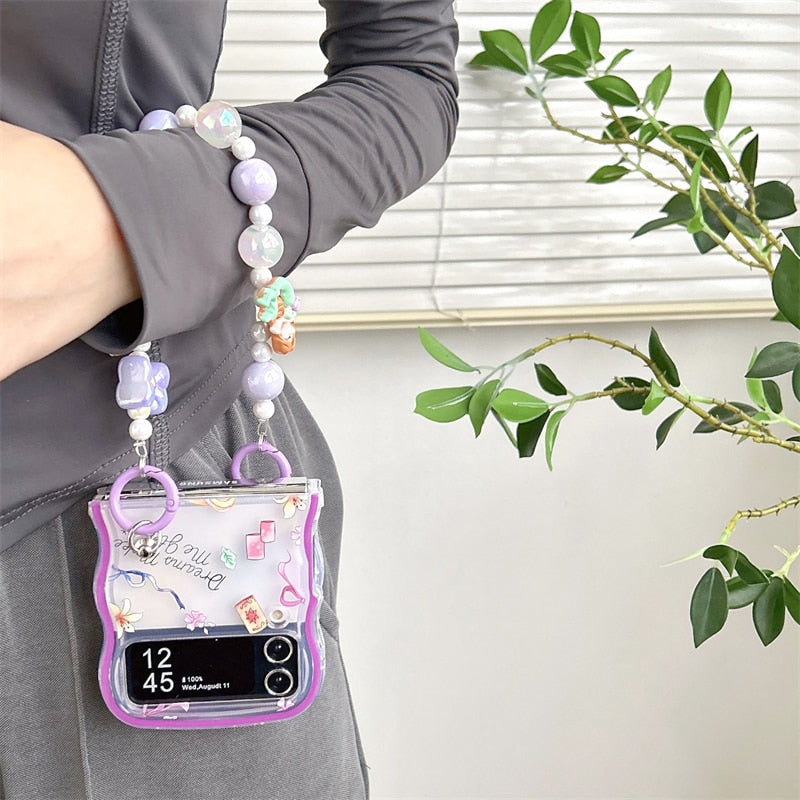 Cute Cartoon Case with bracele for Samsung Galaxy Z Flip 3 & 4