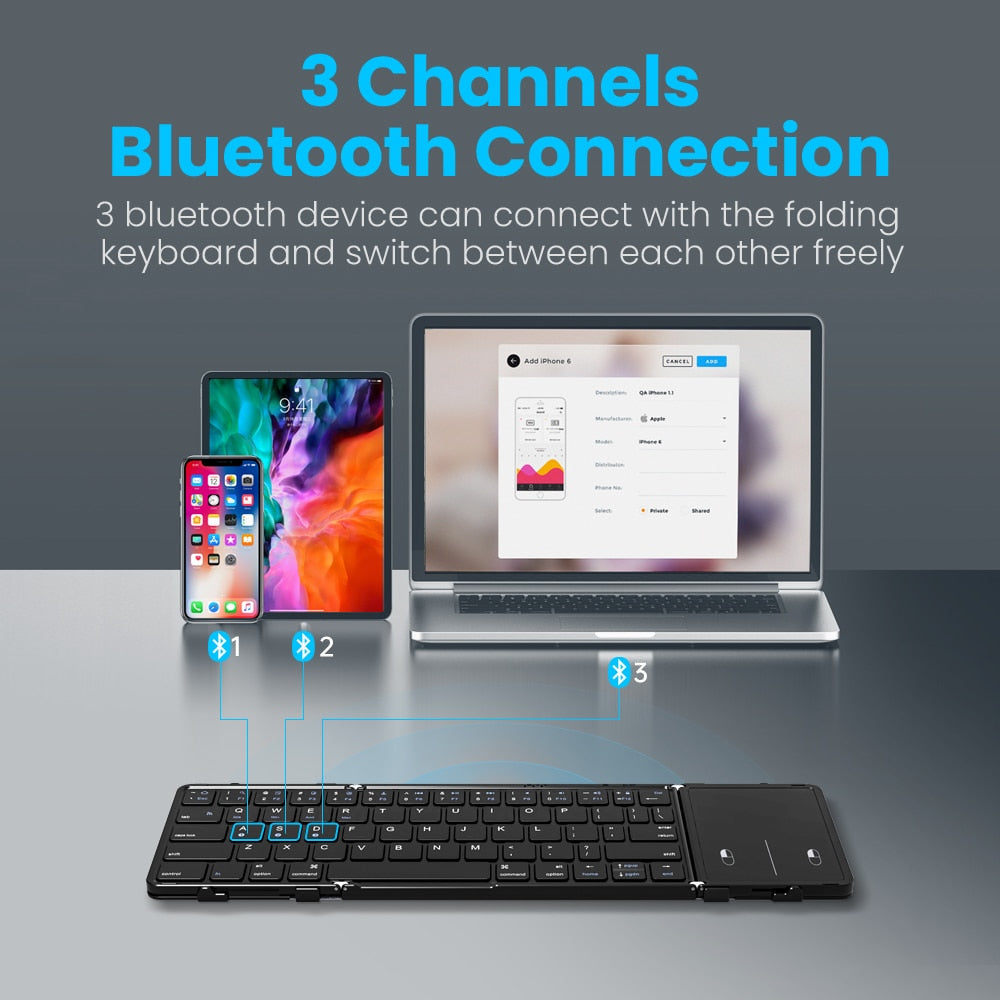 Portable Folding keyboard Wireless & Bluetooth