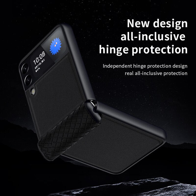 Luxury Leather Hinge Protective Case For Samsung Galaxy Z Flip 4 - Galaxy Z Flip 4 Case