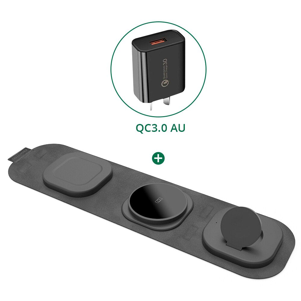 3 in 1 Foldable Travel Wireless Charger for iPhone, Apple Watch & AirPods - iHive