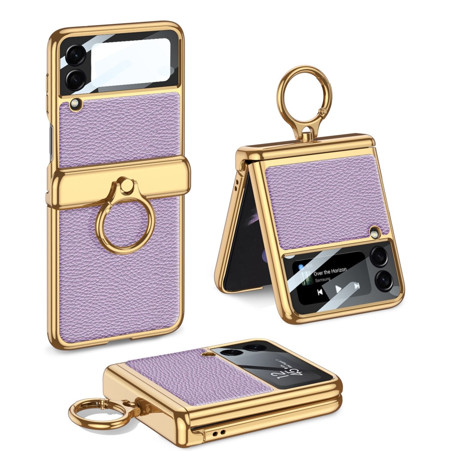 Magnetic Leather Case with Ring Holder For Samsung Galaxy Z Flip 4 - Galaxy Z Flip 4 Case