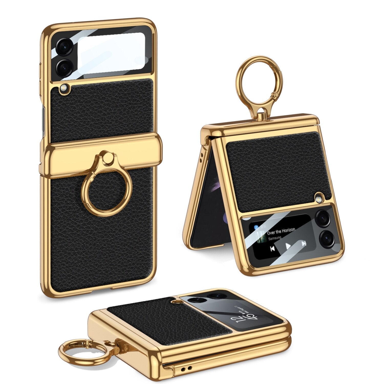 Magnetic Leather Case with Ring Holder For Samsung Galaxy Z Flip 4 - Galaxy Z Flip 4 Case