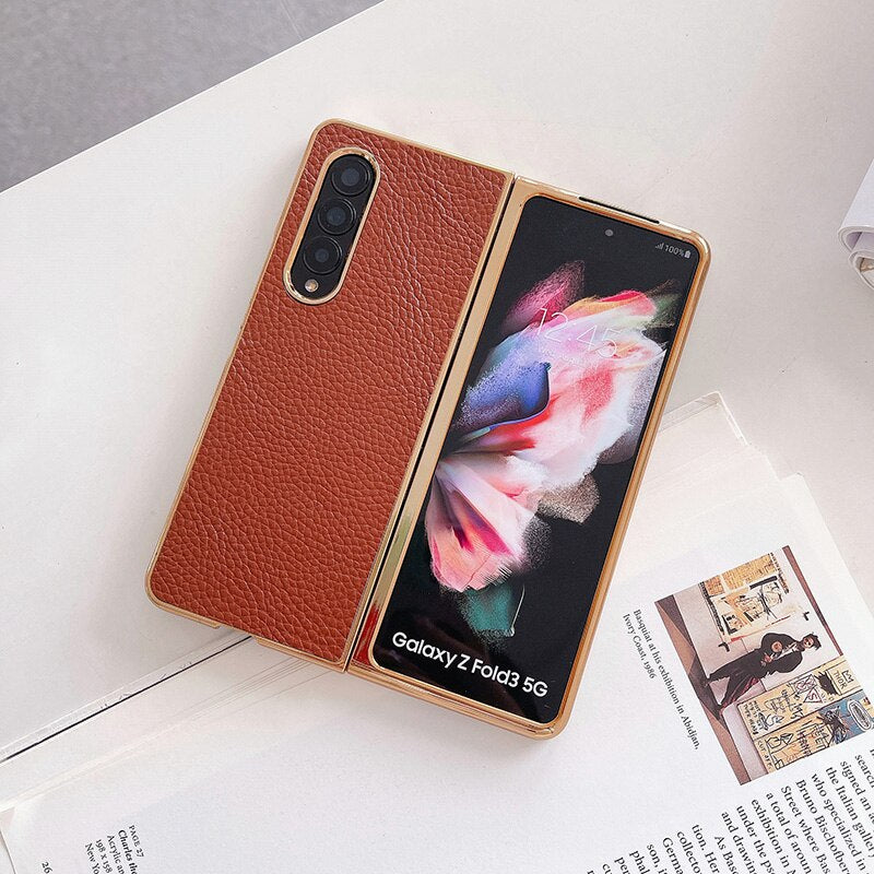 Luxury Leather Hard Case For Samsung Galaxy Z Fold 4