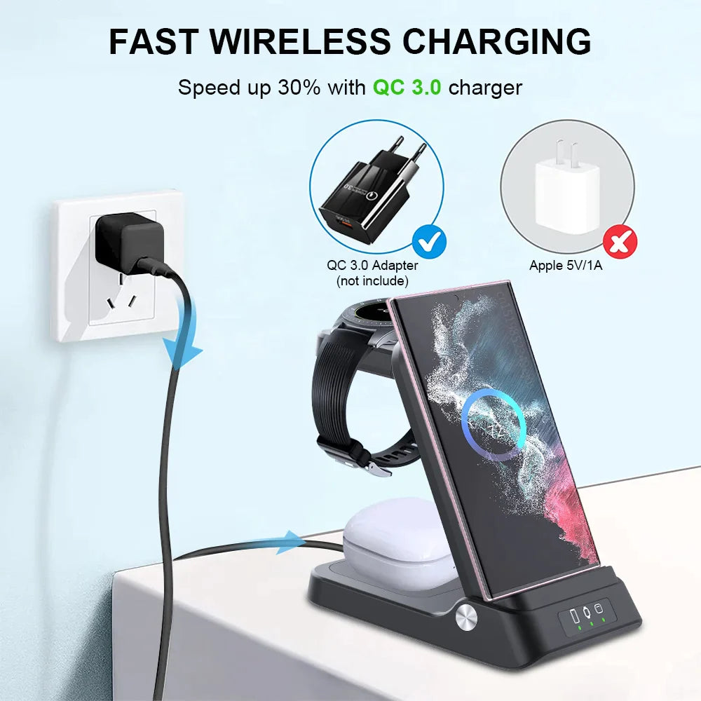 3 in 1 Foldable Wireless Charger for Samsung Galaxy S Series