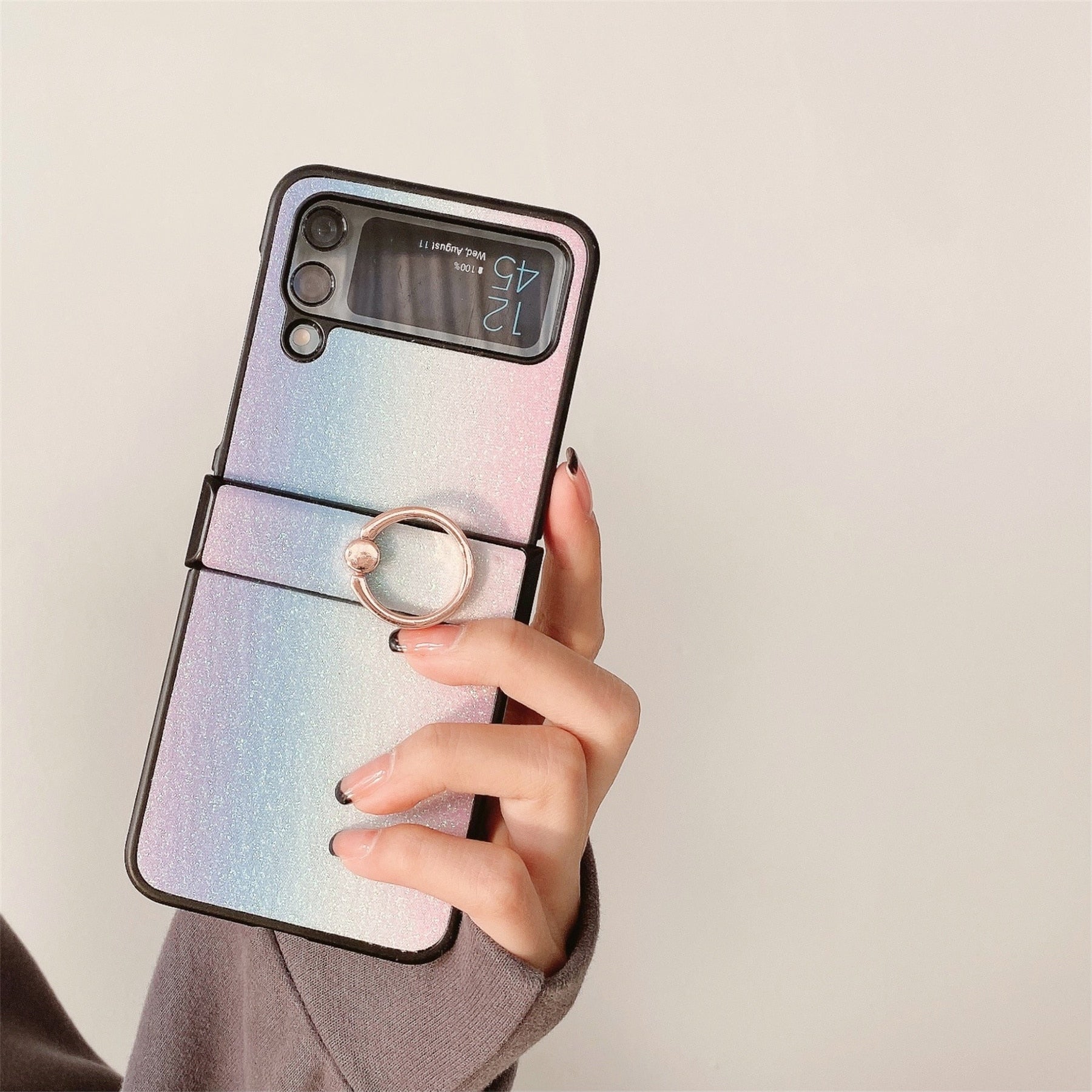 Rainbow Pink Case with Ring Holder for Samsung Galaxy Z Flip 3 & 4